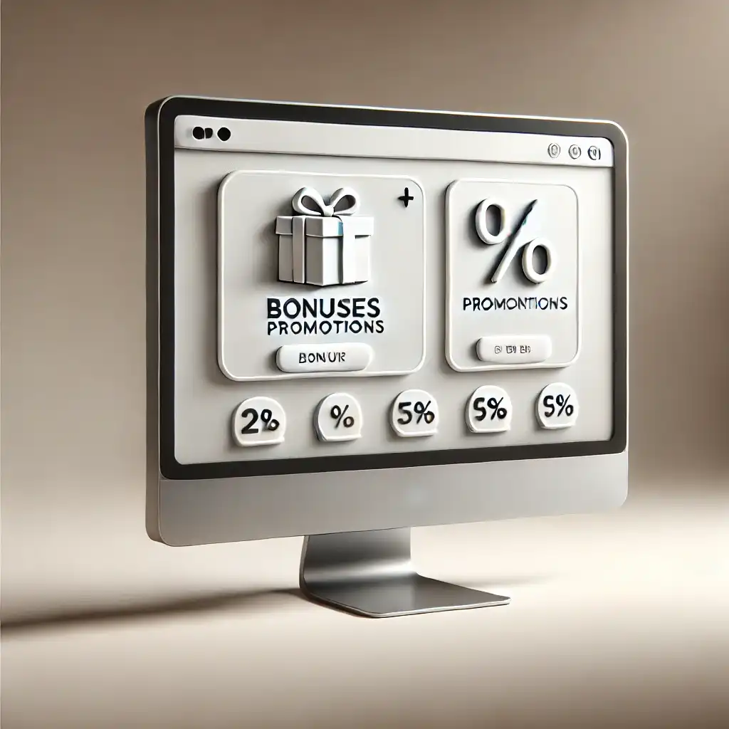 A computer with bonus offers about poker game on its screen