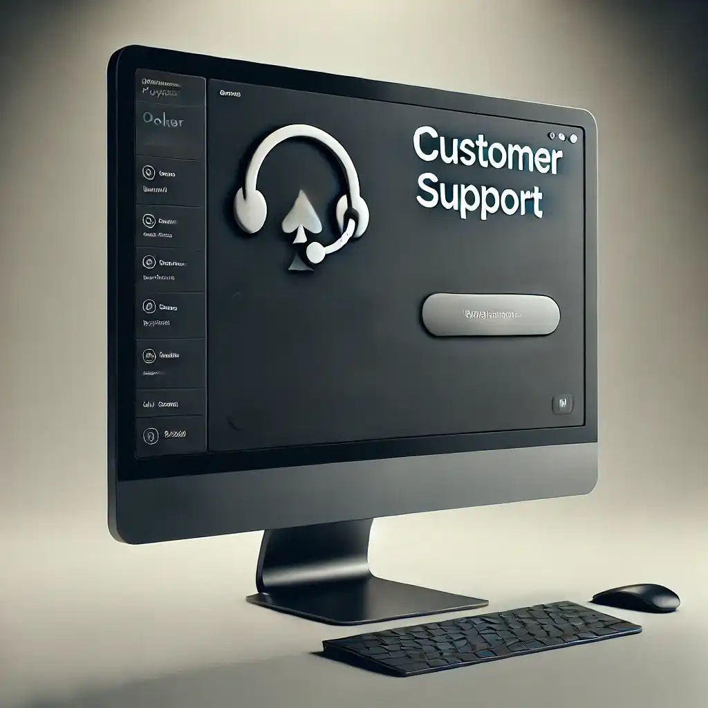 A computer with a customer support icon on its screen.