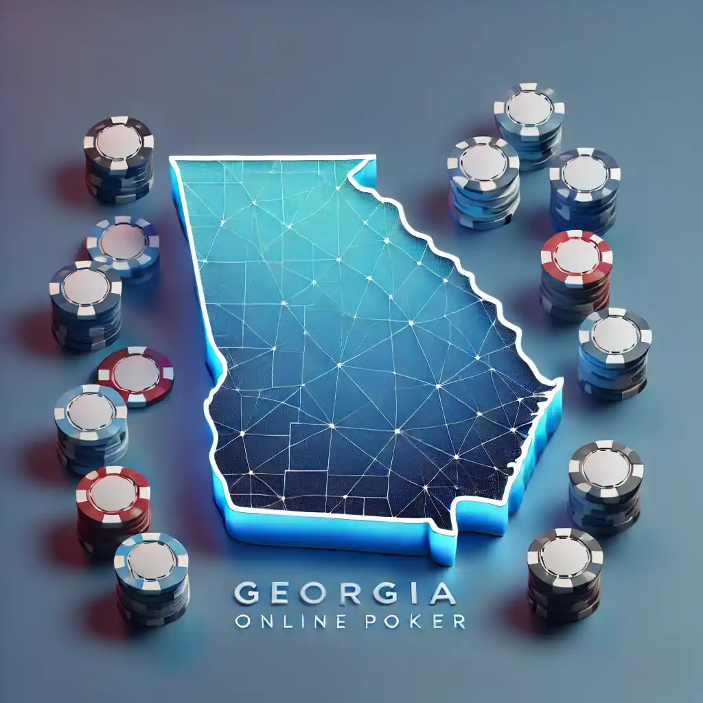 a map of Georgia state with poker chips with minimal design