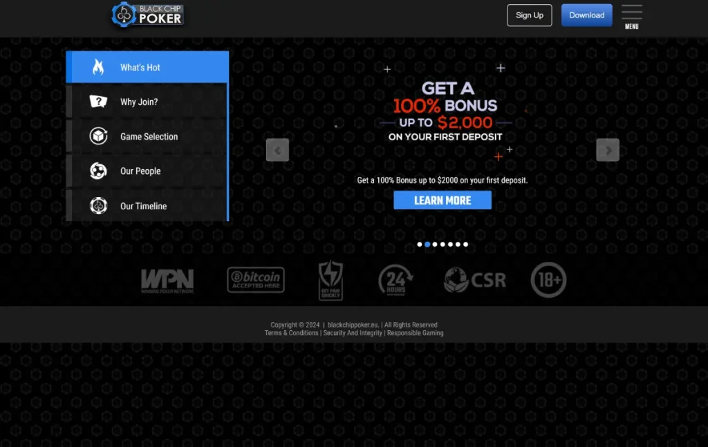BlackChip Poker home page