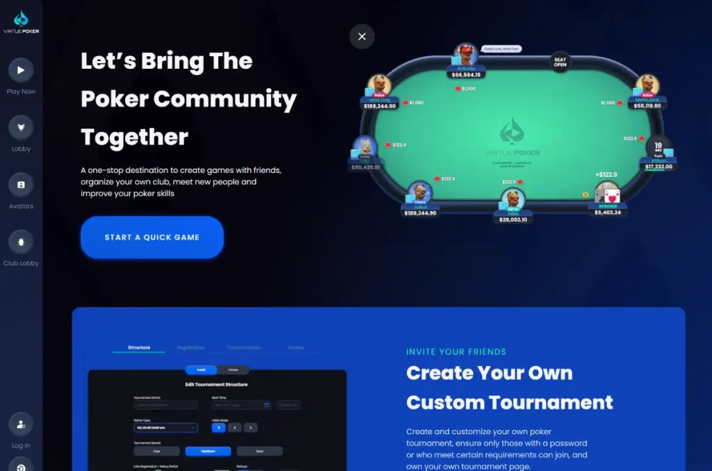 Virtue Poker Home page